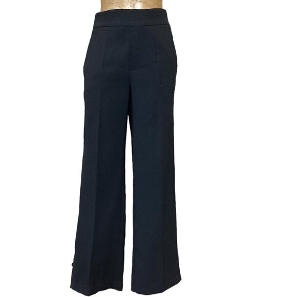 Banana Republic Crepe Tailored Black High-Rise Wide-Leg Dress Pants 2 #141Y - Picture 4 of 11